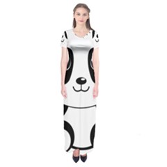 Bear Panda Bear Panda Animals Short Sleeve Maxi Dress