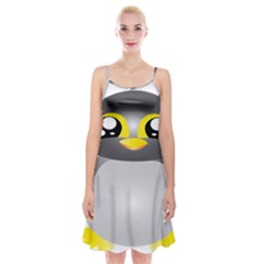 Cute Penguin Animal Spaghetti Strap Velvet Dress