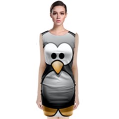 Penguin Birds Aquatic Flightless Sleeveless Velvet Midi Dress