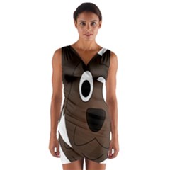 Dog Pup Animal Canine Brown Pet Wrap Front Bodycon Dress