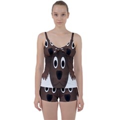 Dog Pup Animal Canine Brown Pet Tie Front Two Piece Tankini by Nexatart