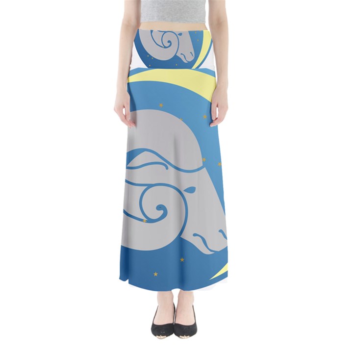 Ram Zodiac Sign Zodiac Moon Star Full Length Maxi Skirt