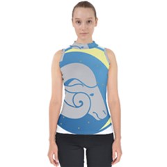 Ram Zodiac Sign Zodiac Moon Star Shell Top by Nexatart