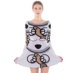 Bear Polar Bear Arctic Fish Mammal Long Sleeve Velvet Skater Dress by Nexatart