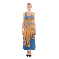 Lion Zodiac Sign Zodiac Moon Star Sleeveless Maxi Dress by Nexatart