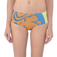 Lion Zodiac Sign Zodiac Moon Star Mid-waist Bikini Bottoms by Nexatart