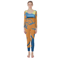 Lion Zodiac Sign Zodiac Moon Star Long Sleeve Catsuit by Nexatart