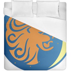 Lion Zodiac Sign Zodiac Moon Star Duvet Cover (king Size)