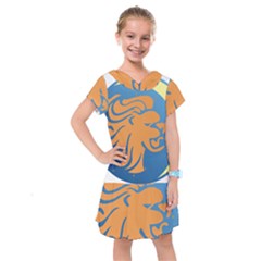 Lion Zodiac Sign Zodiac Moon Star Kids  Drop Waist Dress by Nexatart