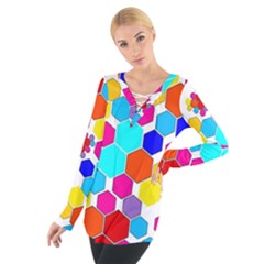 Colorful Geometrics  Tie Up Tee by GabriellaDavid