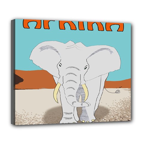 Africa Elephant Animals Animal Deluxe Canvas 24  X 20   by Nexatart