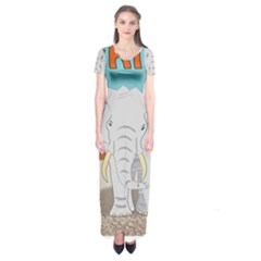 Africa Elephant Animals Animal Short Sleeve Maxi Dress by Nexatart