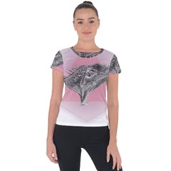 Lizard Hexagon Rosa Mandala Emblem Short Sleeve Sports Top  by Nexatart