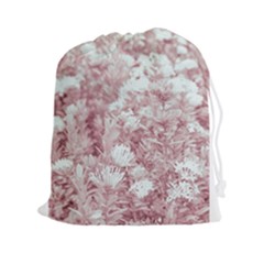 Pink Colored Flowers Drawstring Pouches (xxl) by dflcprints