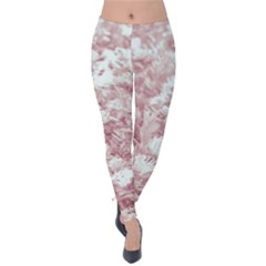 Pink Colored Flowers Velvet Leggings by dflcprints