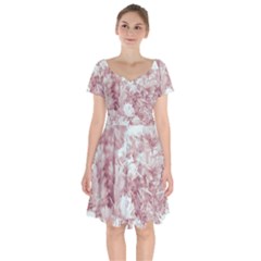 Pink Colored Flowers Short Sleeve Bardot Dress by dflcprints