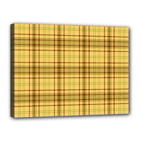 Plaid Yellow Fabric Texture Pattern Canvas 16  X 12  by paulaoliveiradesign