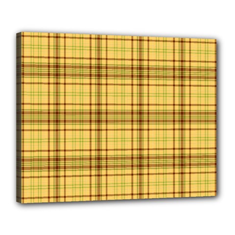 Plaid Yellow Fabric Texture Pattern Canvas 20  X 16  by paulaoliveiradesign