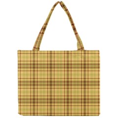 Plaid Yellow Fabric Texture Pattern Mini Tote Bag by paulaoliveiradesign