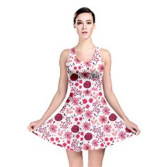 Red Floral Seamless Pattern Reversible Skater Dress by TastefulDesigns