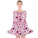 Red floral seamless pattern Long Sleeve Velvet Skater Dress View1