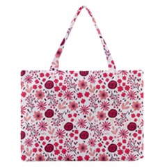 Red Floral Seamless Pattern Zipper Medium Tote Bag by TastefulDesigns