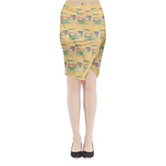 Hand Drawn Ethinc Pattern Background Midi Wrap Pencil Skirt by TastefulDesigns