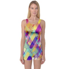 Colorful Abstract Background One Piece Boyleg Swimsuit by TastefulDesigns