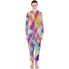 Colorful Abstract Background Hooded Jumpsuit (ladies)  by TastefulDesigns