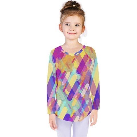 Colorful Abstract Background Kids  Long Sleeve Tee by TastefulDesigns