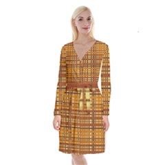 Plaid Pattern Long Sleeve Velvet Front Wrap Dress by linceazul