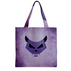 Purple Evil Cat Skull Grocery Tote Bag by CreaturesStore