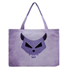 Purple Evil Cat Skull Zipper Medium Tote Bag by CreaturesStore