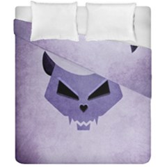 Purple Evil Cat Skull Duvet Cover Double Side (california King Size) by CreaturesStore