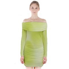 Green Soft Springtime Gradient Long Sleeve Off Shoulder Dress