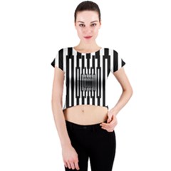 Black Stripes Endless Window Crew Neck Crop Top