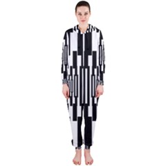 Black Stripes Endless Window Hooded Jumpsuit (Ladies) 