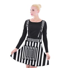 Black Stripes Endless Window Suspender Skater Skirt by designworld65