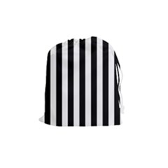 Black And White Stripes Drawstring Pouches (medium) 