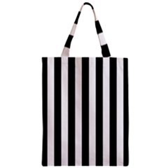 Black And White Stripes Zipper Classic Tote Bag by designworld65