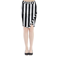 Black And White Stripes Midi Wrap Pencil Skirt