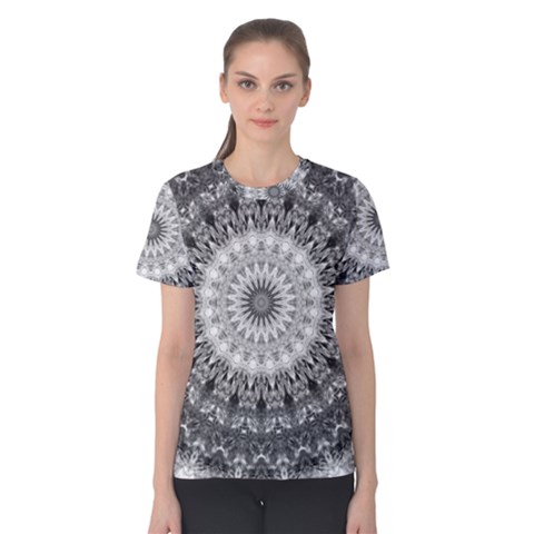 Feeling Softly Black White Mandala Women s Cotton Tee by designworld65