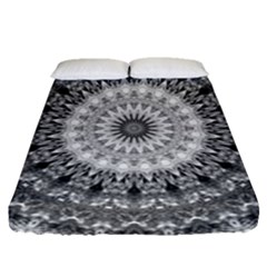 Feeling Softly Black White Mandala Fitted Sheet (queen Size)
