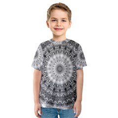 Feeling Softly Black White Mandala Kids  Sport Mesh Tee