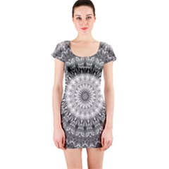 Feeling Softly Black White Mandala Short Sleeve Bodycon Dress