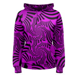 Black Spral Stripes Pink Women s Pullover Hoodie