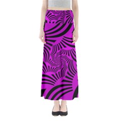 Black Spral Stripes Pink Full Length Maxi Skirt by designworld65