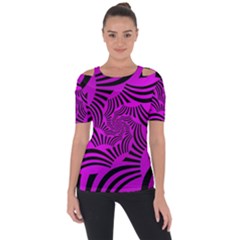 Black Spral Stripes Pink Short Sleeve Top