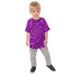 Black Spral Stripes Pink Kids Raglan Tee