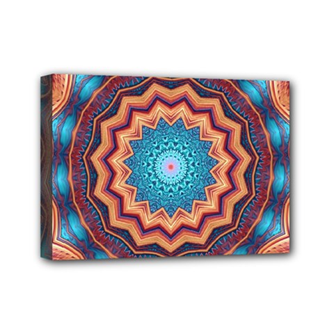 Blue Feather Mandala Mini Canvas 7  X 5  by designworld65